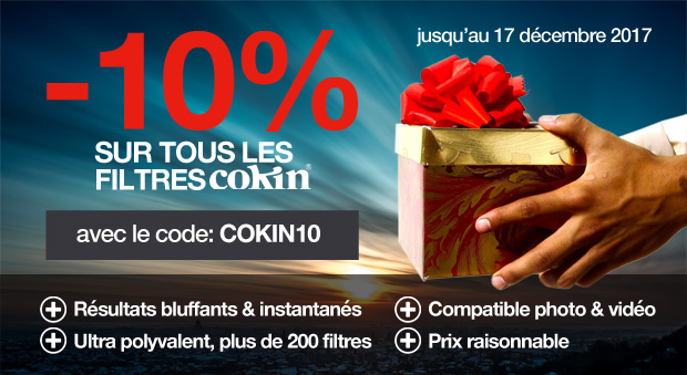 Jusqu'au 17 décembre -10% sur tous les filtres Cokin, avec le code COKIN10