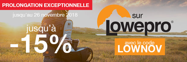 -15% sur Lowepro avec le code LOWNOV jusqu'au 26 novembre