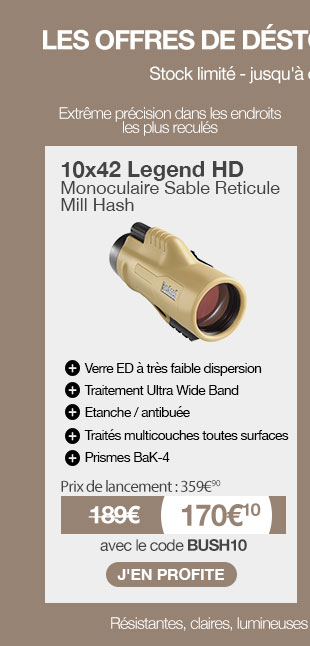 10x42 Legend HD Monoculaire Sable Reticule Mill Hash