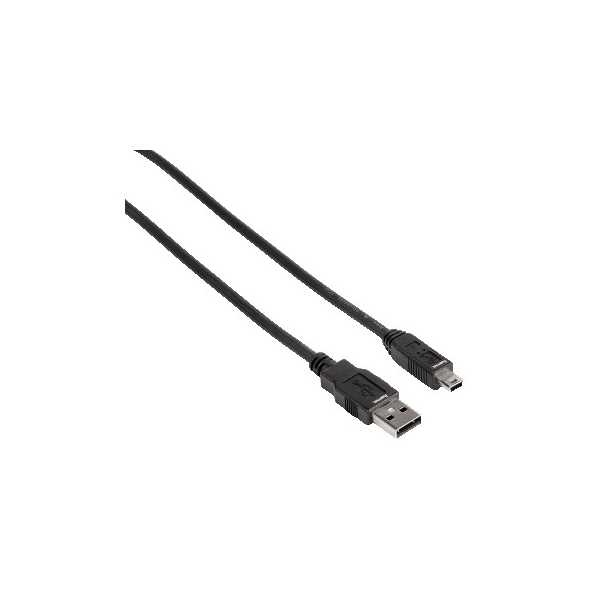 Câble USB 2.0 - USB-A mâle - mini USB-B mâle (connecteur B5) - 1,8m - Noir - 00074201