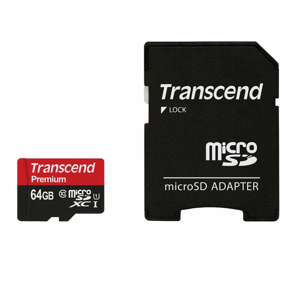 microSDXC Premium 64 Go UHS-I (90MB/s) + adaptateur SD