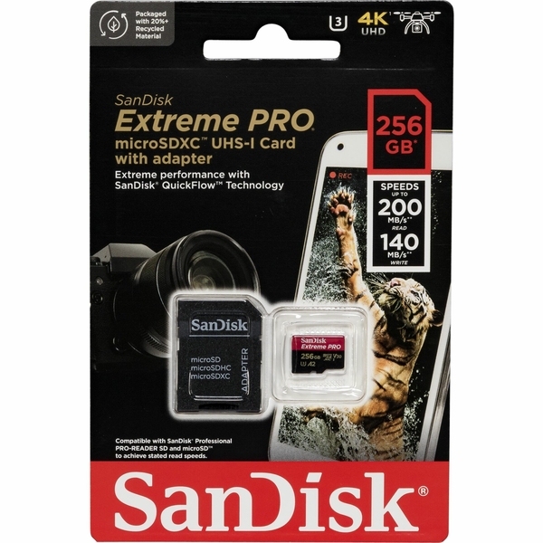microSDXC 256GB Extreme Pro A2 C10 V30 UHS-I U3