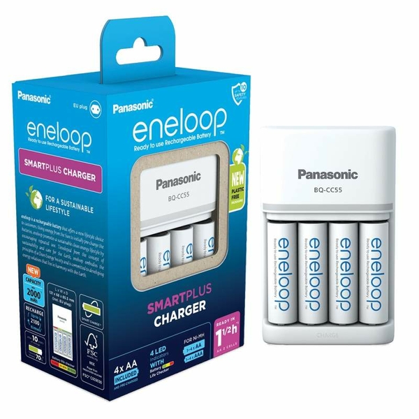 Chargeur SmartPlus Eneloop + 4 piles AA rechargeables Eneloop 2000mAh
