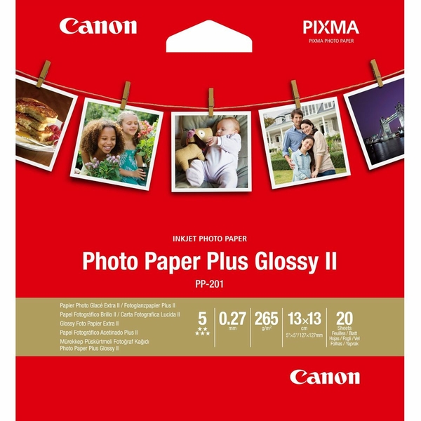 Papier Photo Glacé Extra II Canon PP- 201 5 × 5 po (13 × 13 cm) - 20 feuilles